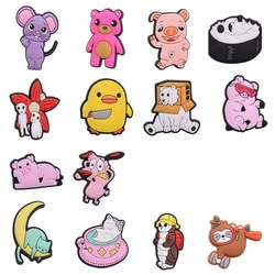 1-14Pcs Cartoon Anime Cat Monkey Mouse Bear Pig Animals PVC Shoe Charms Designer Decorations Clog Fit Wristbands