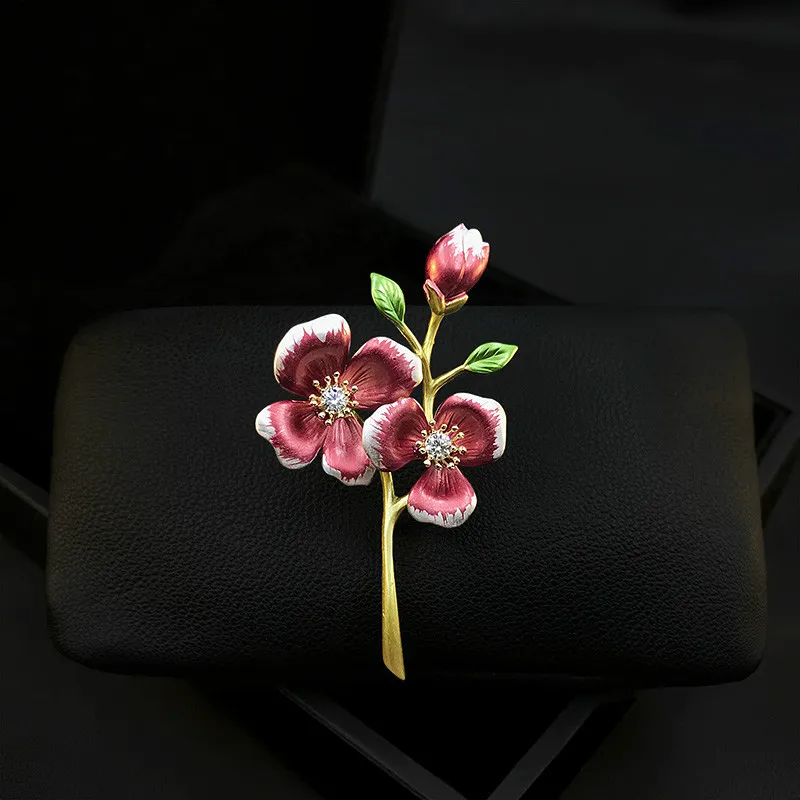 

1235 Smart Flower Branch Brooch Women's Suit Neckline Enamel Pins Exquisite Vintage Corsage Clothing Accessories Jewelry Gifts