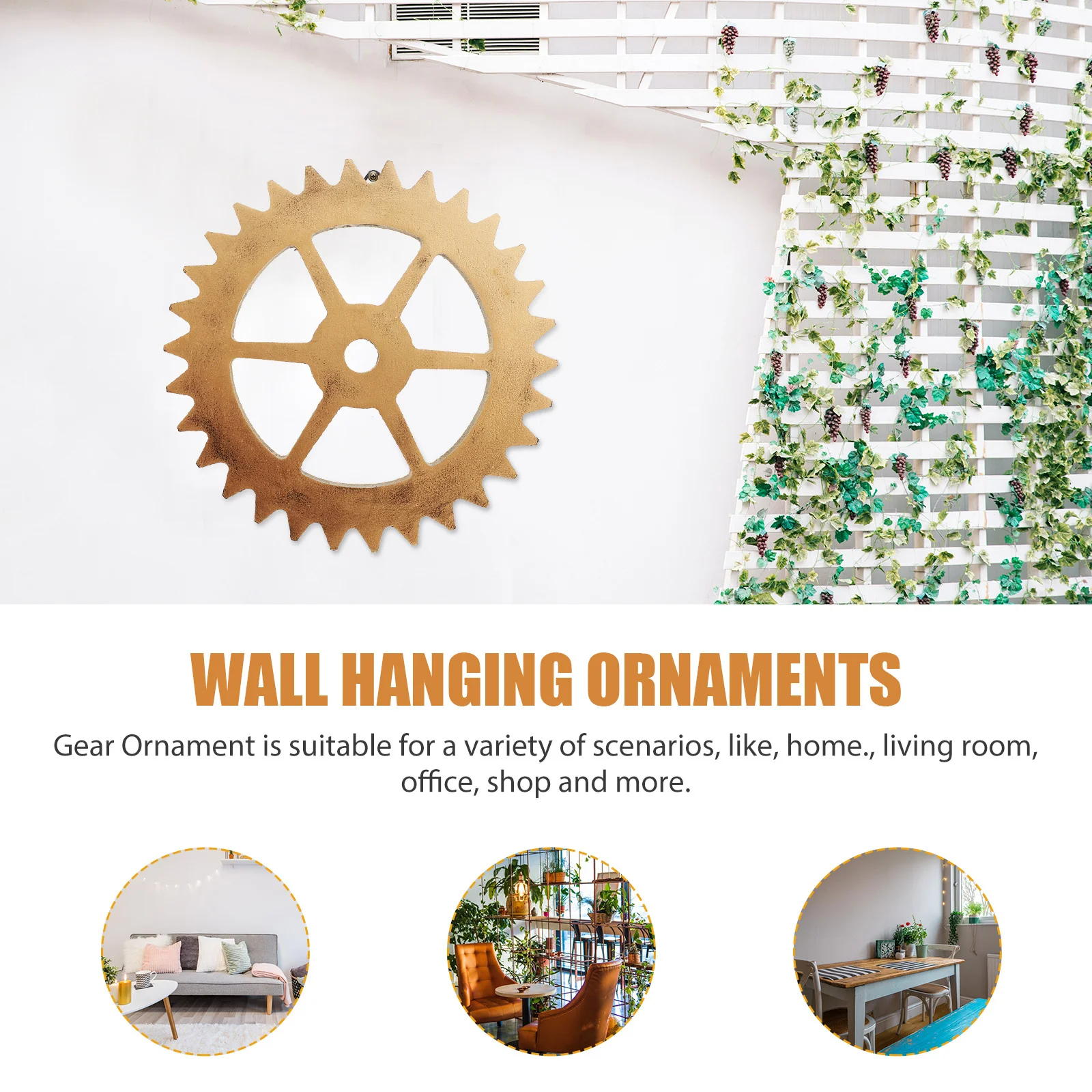 

2 Pcs Retro Gear Wall Decoration Ornament Pendant Vintage Ornaments Wooden Decorations for Home Household