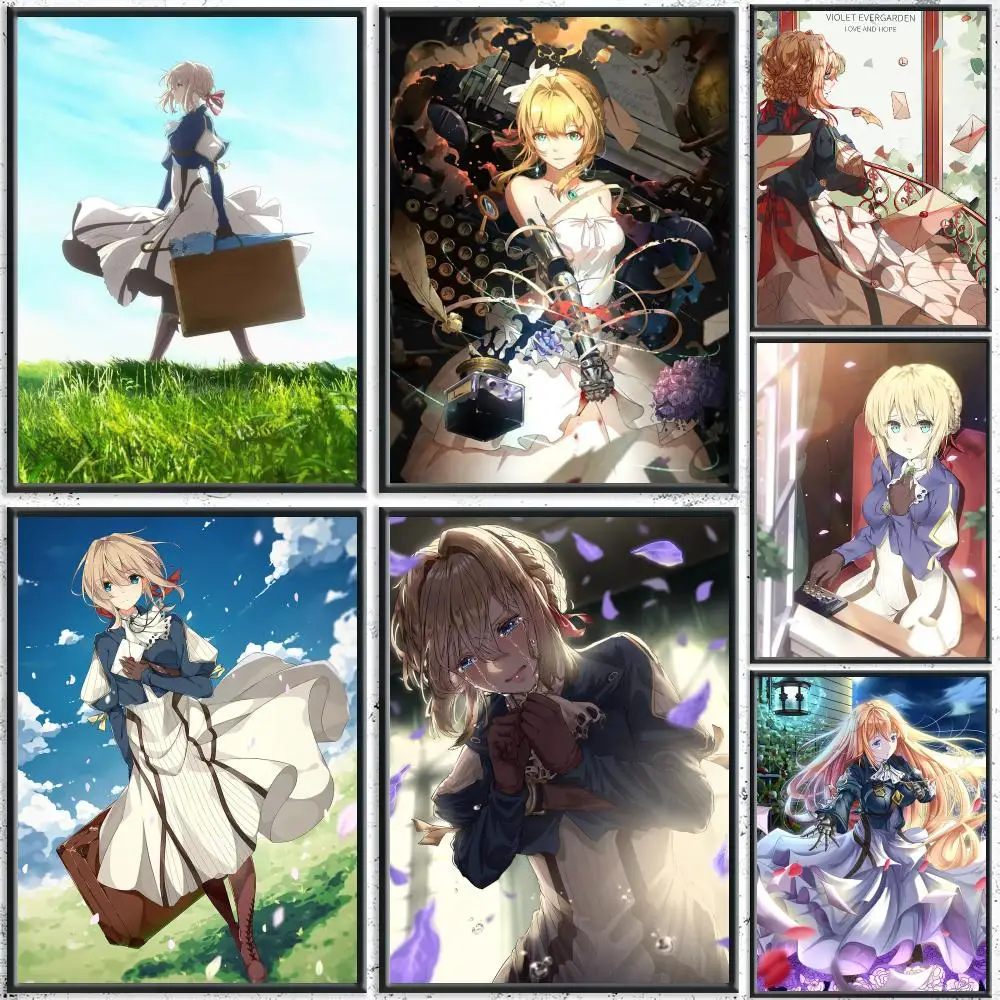 Aesthetic Anime V-Violet EvergardenS Poster HD Self-Adhesive No Residue After Removal Ideal for All Kinds of Wall Decor
