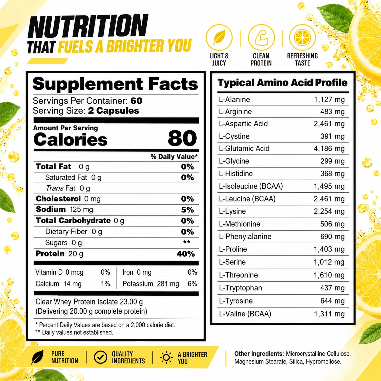 Clear Protein Whey Isolate Capsules - Protein Synthesis, Radiant Skin, Promotes Nail, Bone and Joint Health, Build Muscle Mass