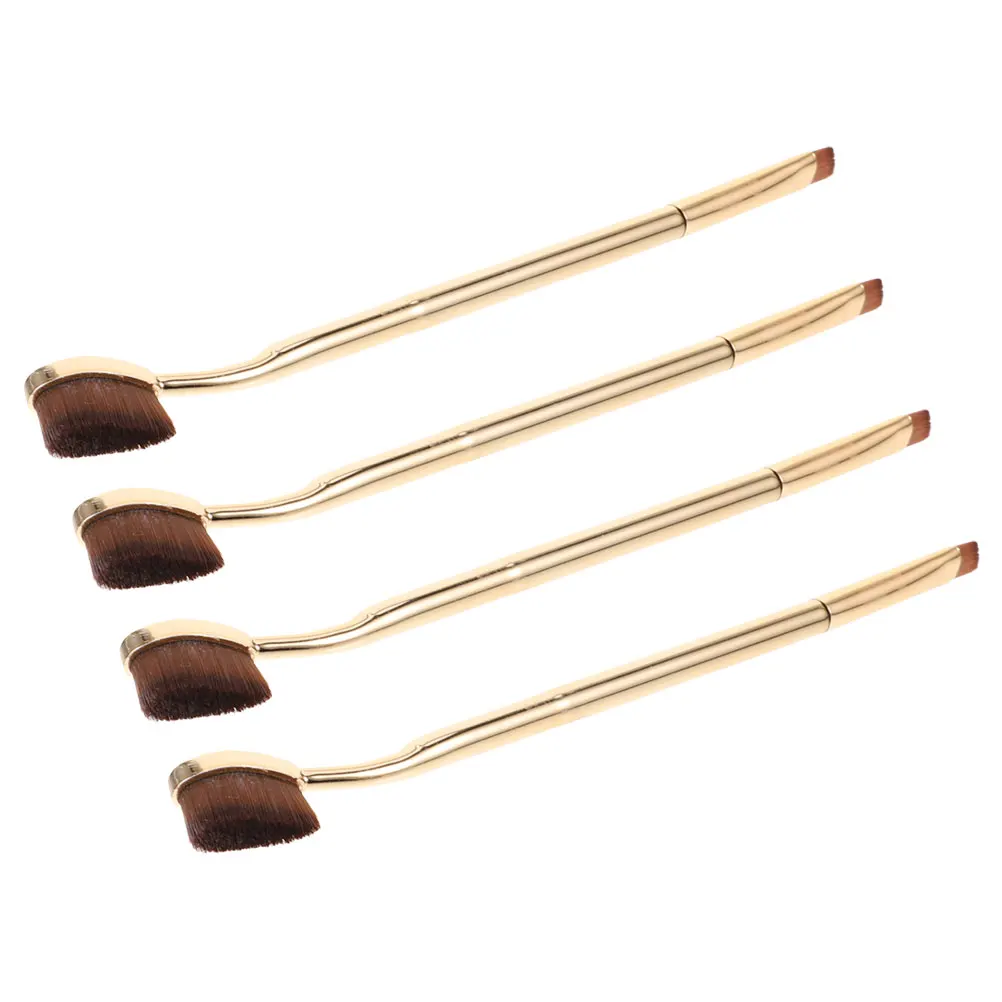 

4pcs Makeup Brush Tools Double End Aluminum Concealer Brush Angled Eye Brushes Eyebrows Powder Cream Liquid Practical Easy