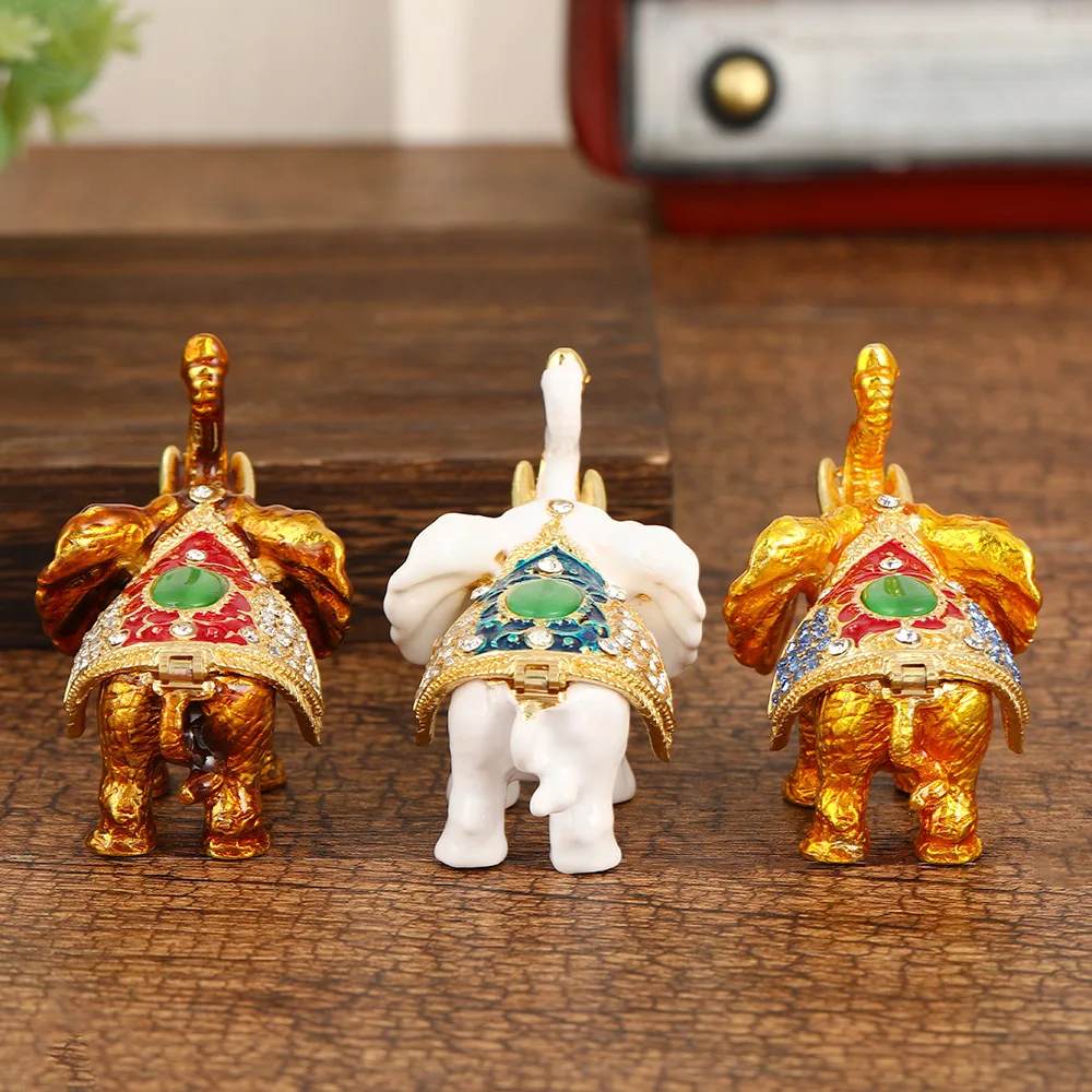 Elephant Shaped Jewelry Box Rhinestone Elephant Trinket Holder for Rings and Earrings Decor Organizer for Friends and Family
