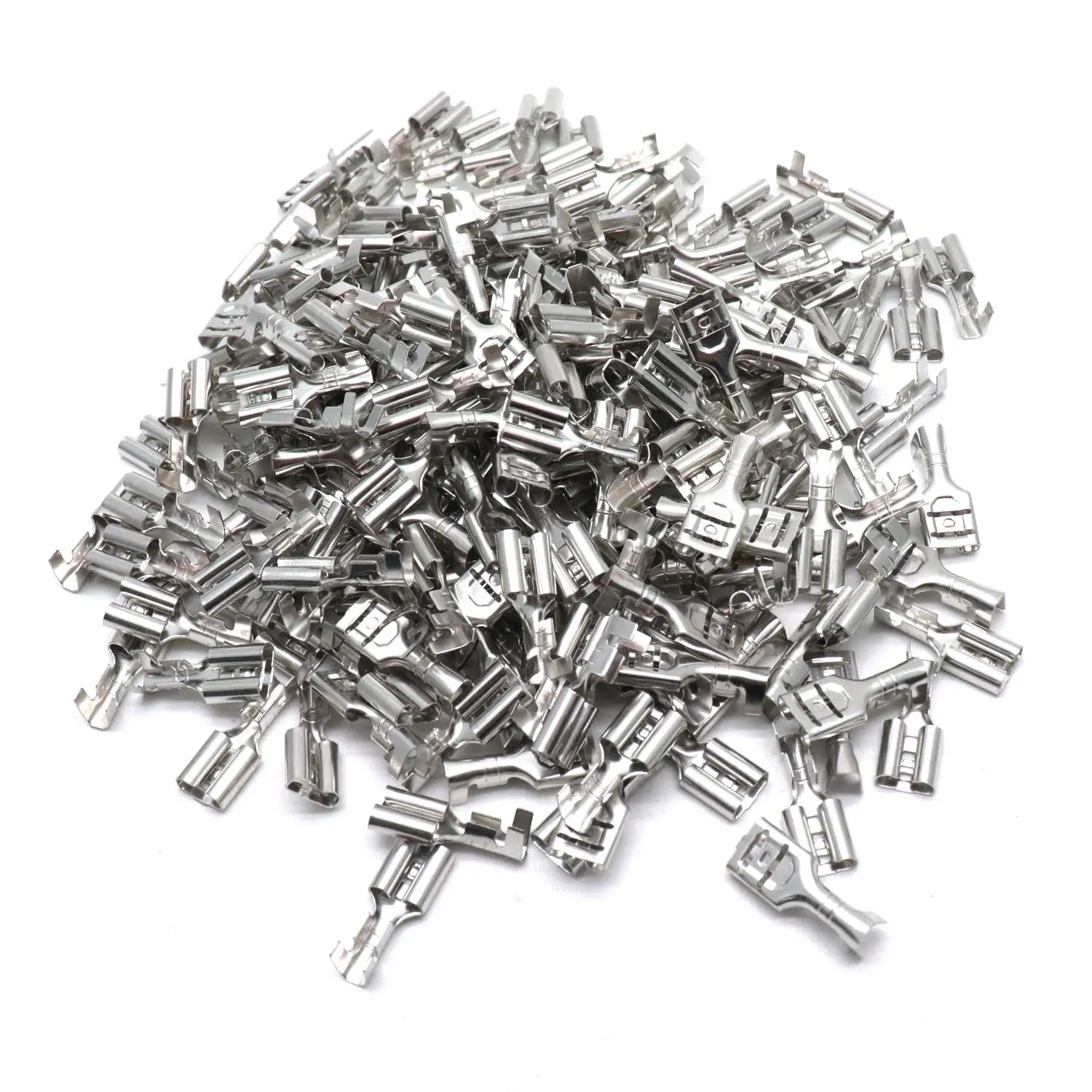 10/50/100pcs 6.3mm Non Insulated Quick Splice Crimp Terminals Female Spade Wire Connector