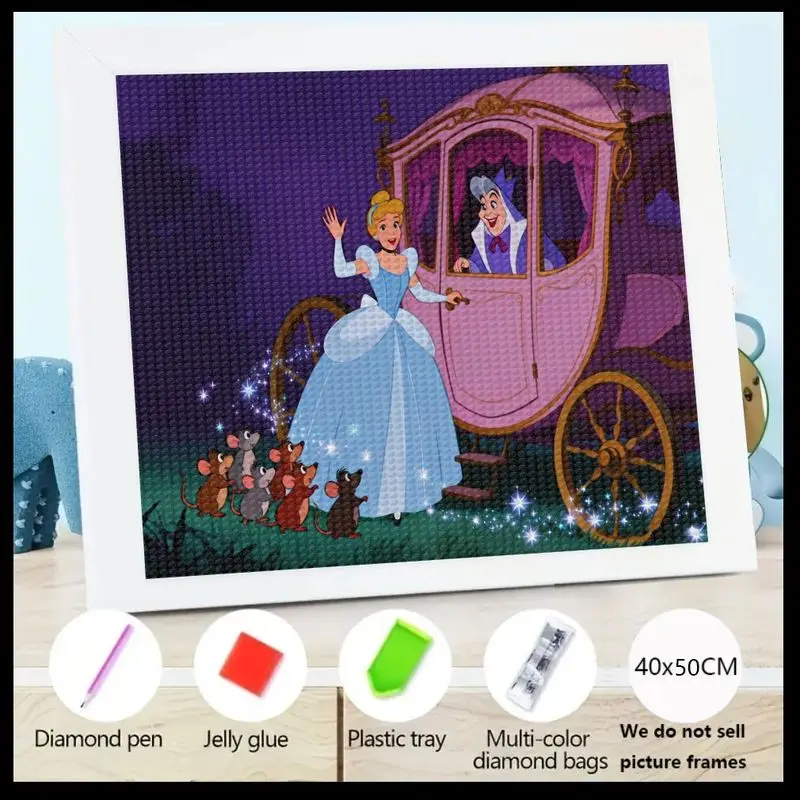 

1 шт., набор для алмазной живописи «Волшебная Золушка и Фея крестной матери», 5D колята принцессы Диснея и мыши, полный дрель, набор со стразами,