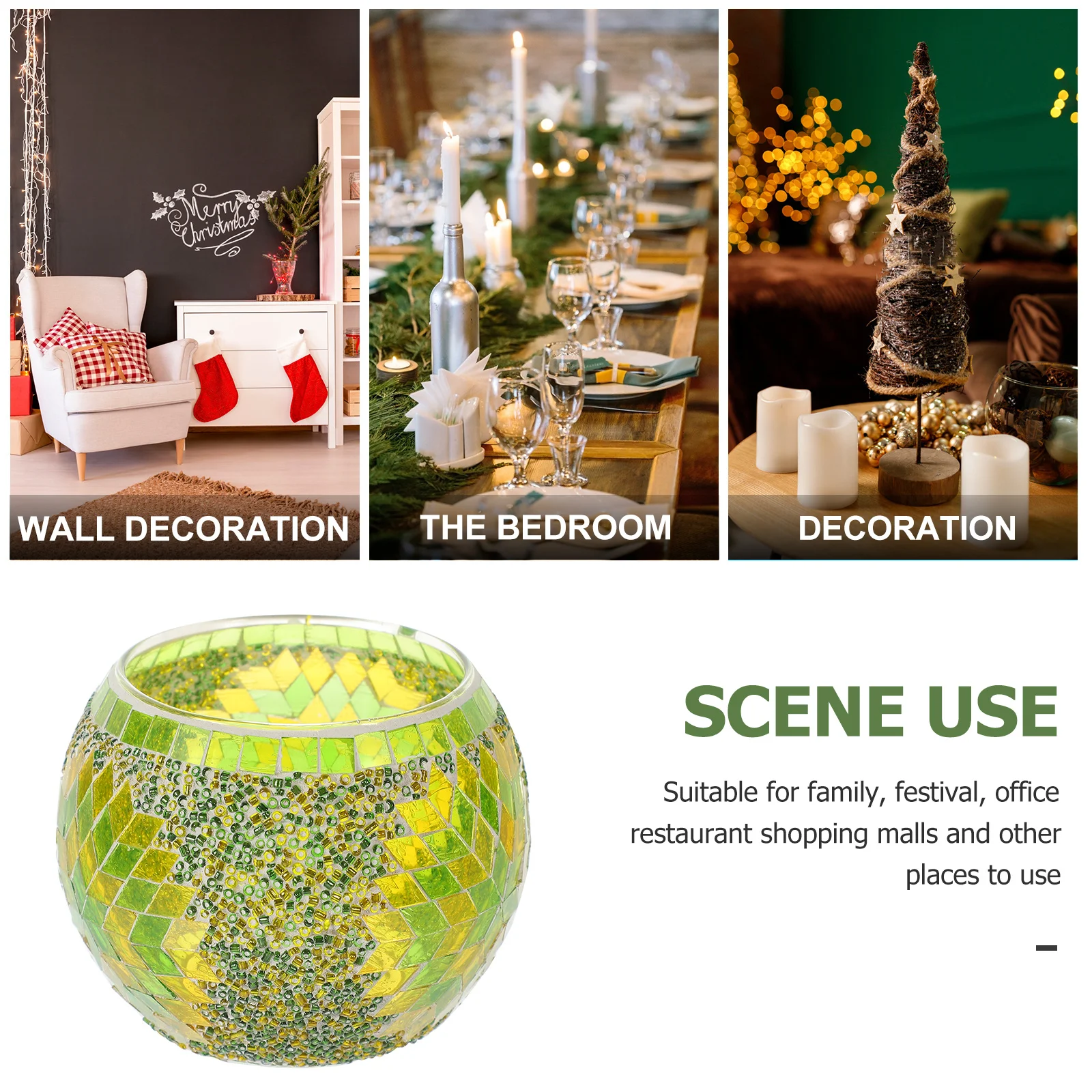 

European Style Glass Holder Handmade Mosaic Colorful Glass Bowl Tea Light Home Festival Office Decor Wedding Christmas