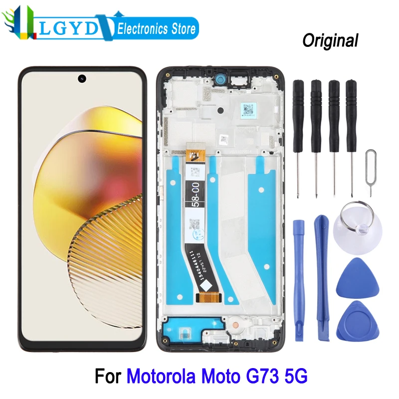 6.5-inch LCD Screen For Motorola Moto G73 5G Phone 120Hz Display and Digitizer Full Assembly Replacement Part With Frame