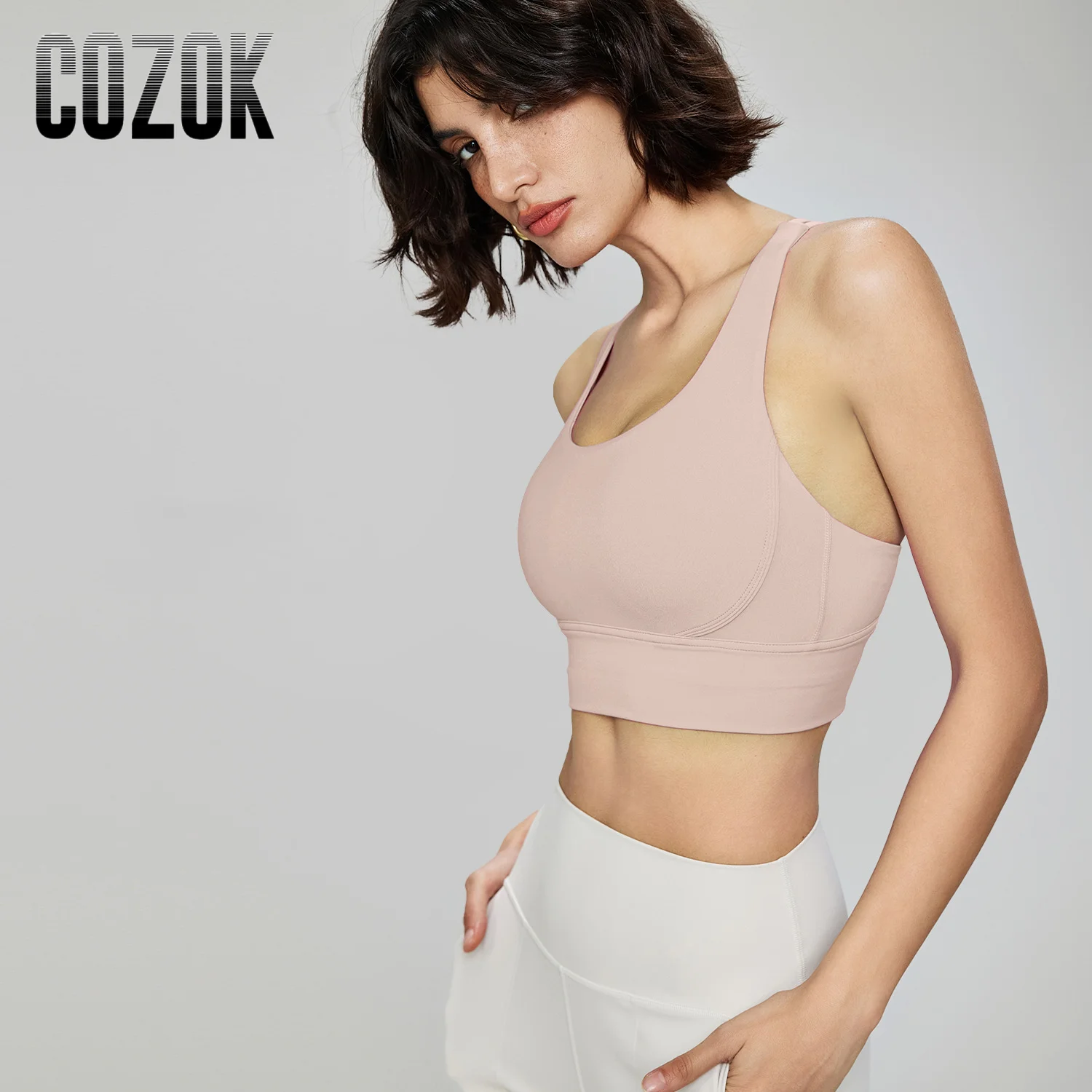 

COZOK нейлоновый спортивный бюстгальтер для йоги женские однотонные дышащие топы для йоги сексуальный топ для спортзала уличная одежда для фитнеса и тренировок женский укороченный топ