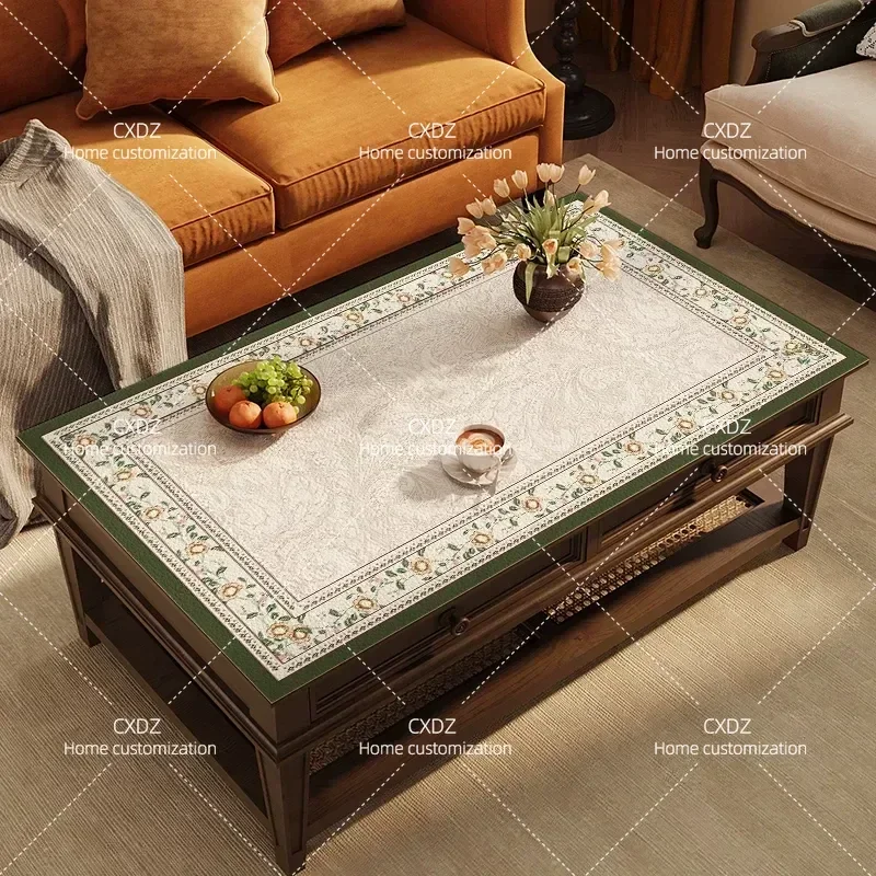 American retro coffee table mat light luxury high-end dining table cloth waterproof, oil-proof and scalding leave-in desktop