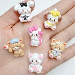 10 Pcs Cartoon Resin Cute Cartoon Cats Puppy series Flat bottom Scrapbook Diy Jewelry hair clips Phone case Ornament Accessories