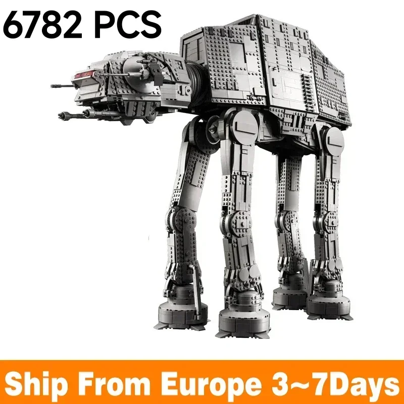 

6782 шт., большие строительные блоки AT-AT, кирпичные игрушки, большая модель, подарки на день рождения, Рождество, игрушки для детей и взрослых, совместимые с 75313