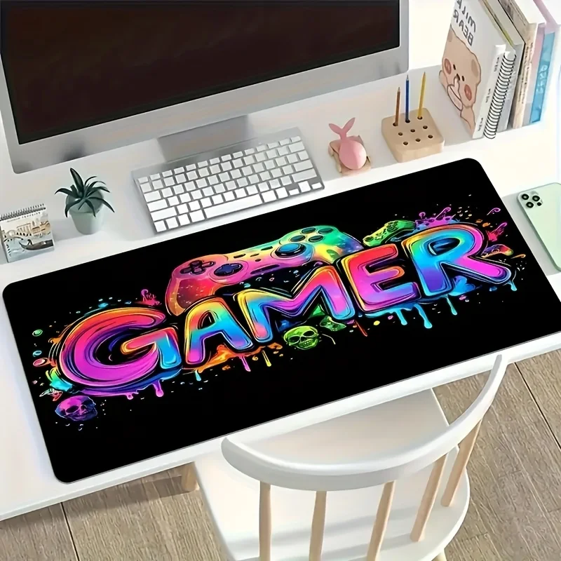 VIKAMA E-Sports Colorful Game Console Print Gaming Mouse Pad Plush Desk Mat Gaming Mat Laptop Keyboard Gaming Rooms Gift