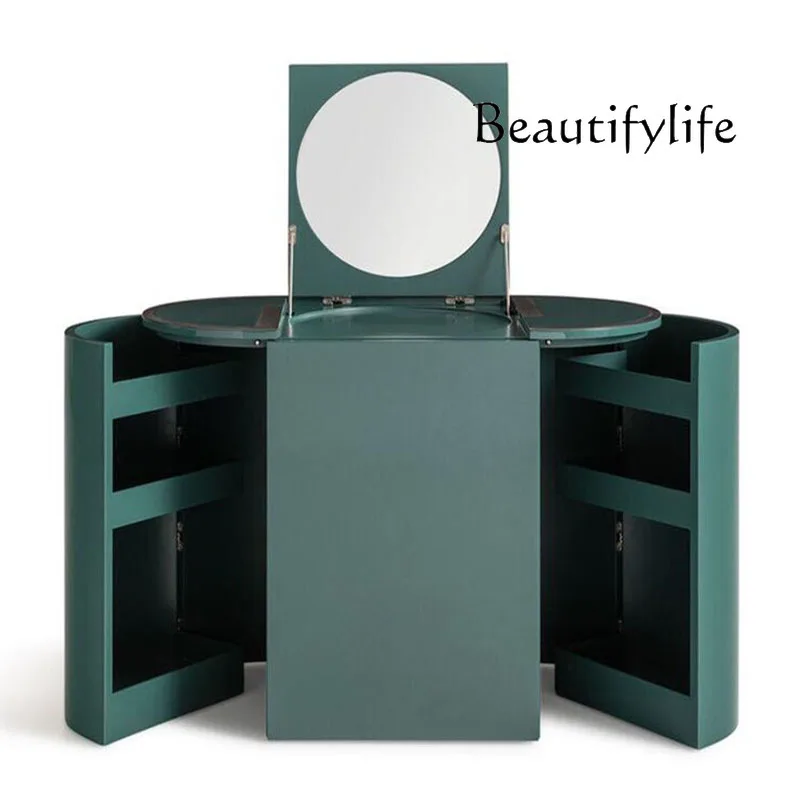 

Italian light luxury solid wood dresser high-end villa bedroom creative locker art with mirror dressing table