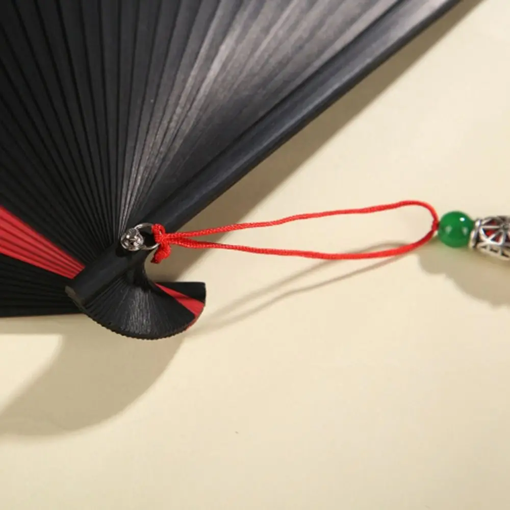 العتيقة الأسود اليدوية للطي المدمجة الكلاسيكية الخيزران مروحة الرقص مروحة كيمونو مروحة زخرفة #4