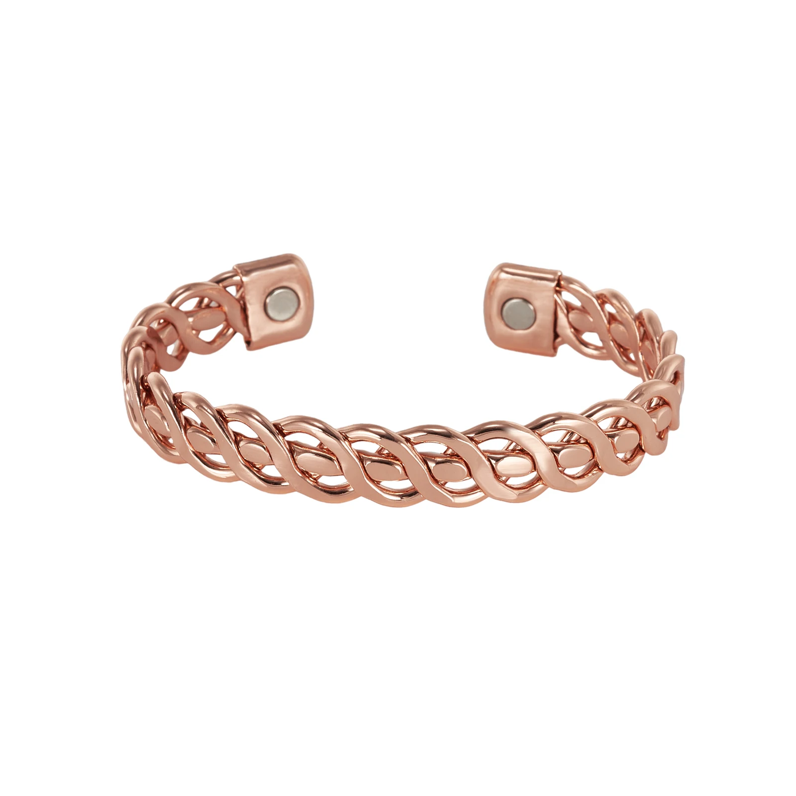 Vinterly Armbänder aus reinem Kupfer, gedreht, handgefertigt, geflochten, 12 mm, verstellbare Armreifen, Gesundheitsenergie, Hochmagnet-Schmuck, größenverstellbare Manschette
