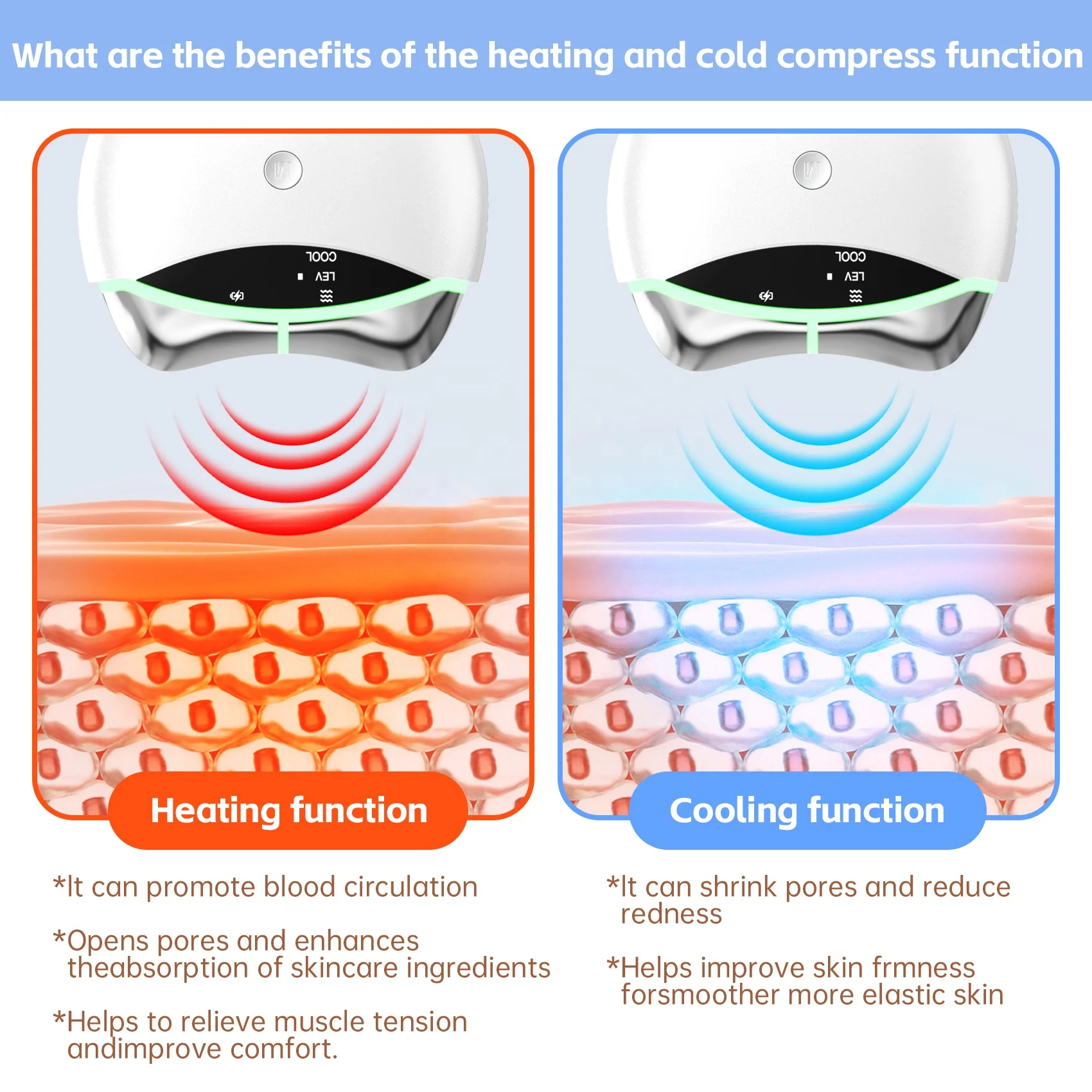 เครื่องนวดหน้า EMS FACE GUASHA พร้อมระบบทำความร้อน ช่วยกระตุ้นการไหลเวียนโลหิต ลดความร้อน กระชับรูขุมขน และลดรอยแดง 7 โหมดบำบัดผิวด้วยแสง