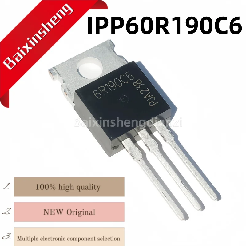 

IPP60R190C6, 10 pieces, 6R190C6, 20A600V, TO-220, N-channel power field-effect transistor, brand new in stock