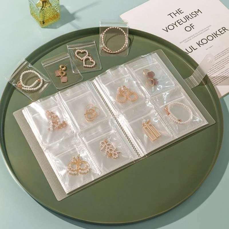 

E8BD Clear Jewelry Storage Book Bag Multifunction Transparent Album for Ring Bracelet Necklace Earring Bead Collect