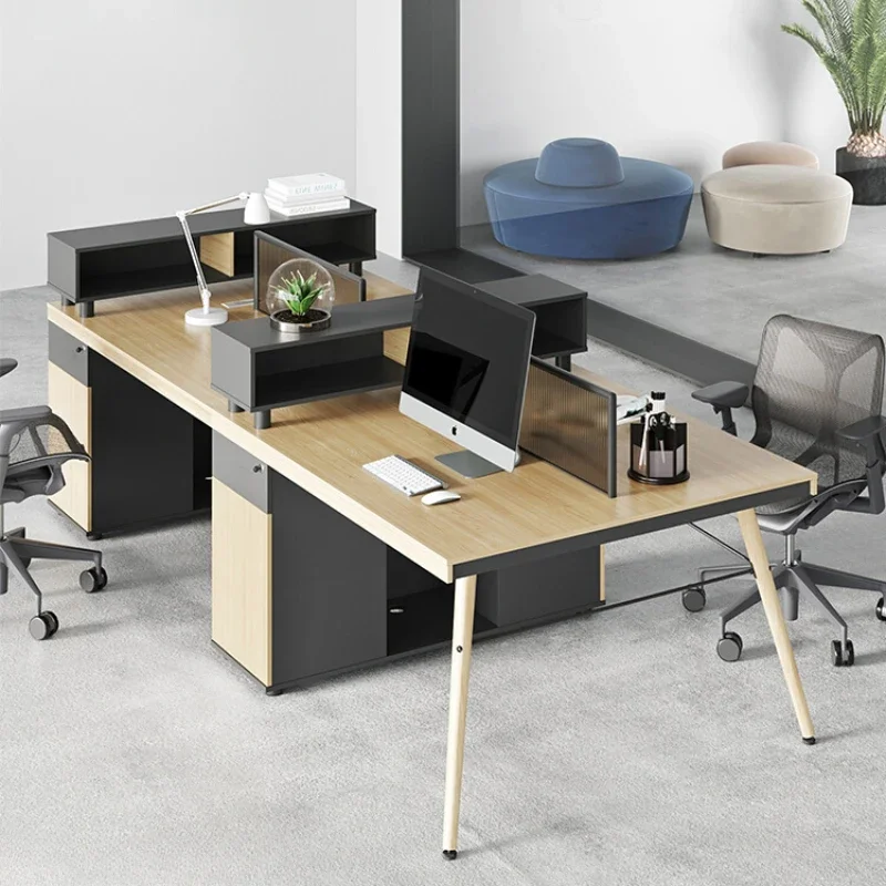 

Office desk and chair combination workstation screen staff financial desk four person staff card seat office Nordic double table