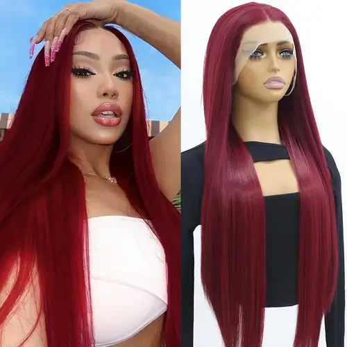 

Burgundy 13x6 HD Lace Frontal Wig for Women Choice Cosplay Bone Straight 13x4 Lace Front Wig Colored Human Hair Wigs