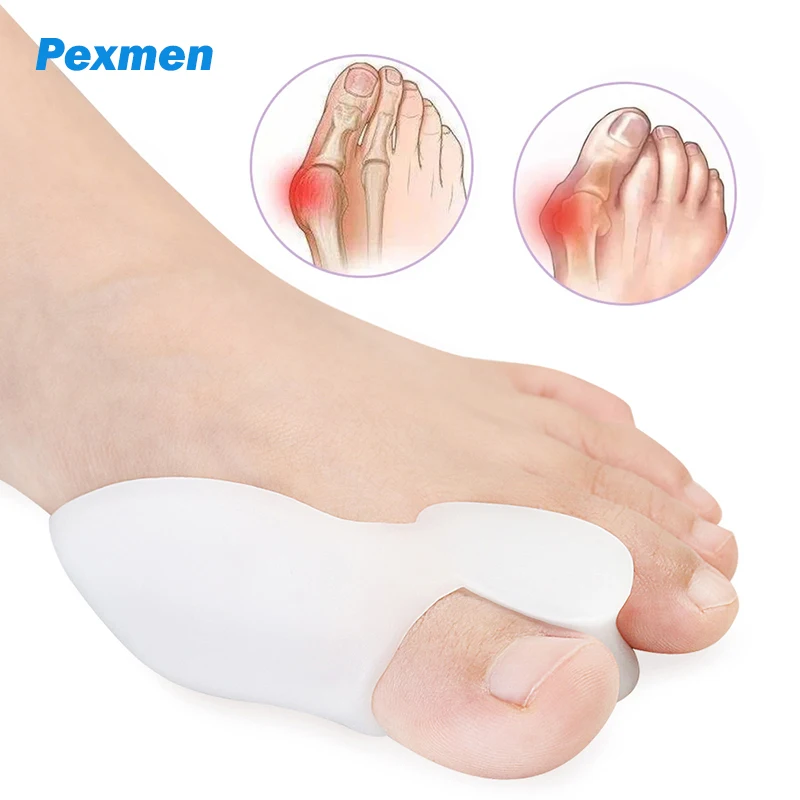 Pexmen 2/4/8Pcs Gel Toe Separator Bunion Bone Ectropion Adjuster Toes Outer Appliance Foot Care Tools Hallux Valgus Corrector