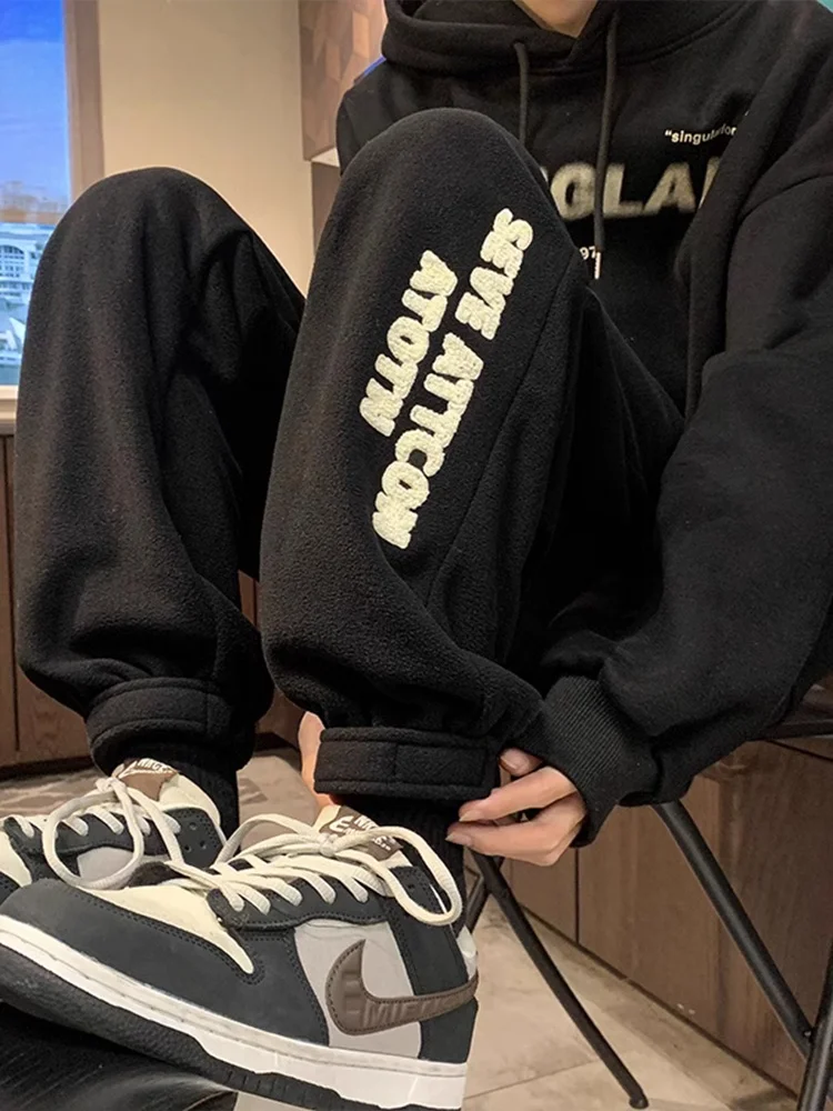 

Fce Lined Baskeall Pants Men's Trendy Magic Tape Cuffed Sweatpants American Sle Heavyweight Sport Trousers