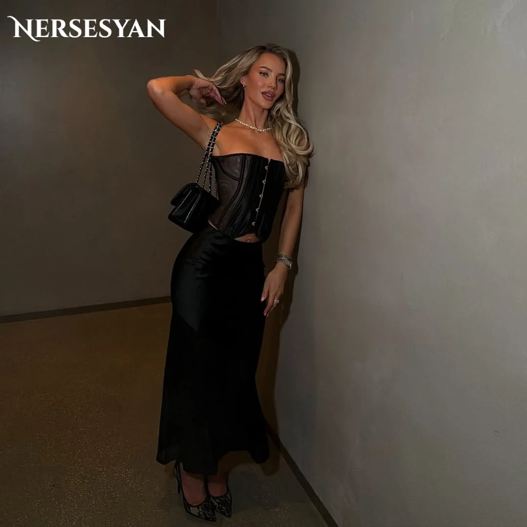 

Nersesyan Luxury Black Mermaid Evening Dresses Off Shoulder Corset Formal Dress Backless Bodycon Women Party Gowns Customized