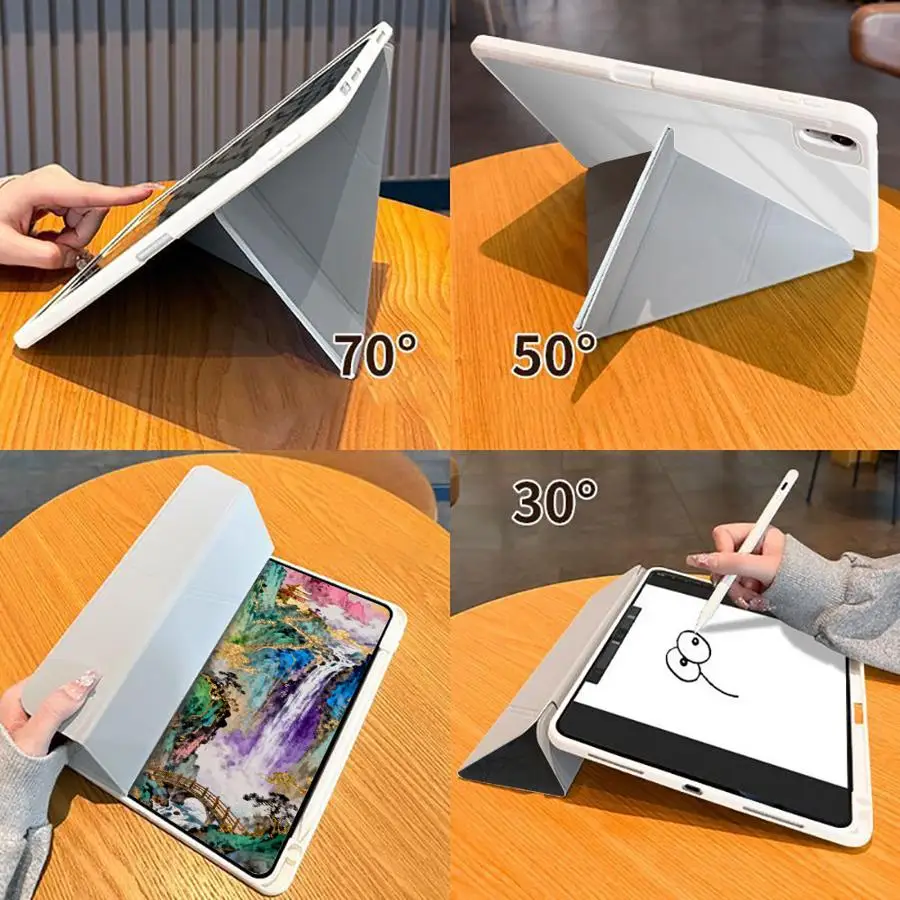 Retro Floral Tiger With Pencil Holder Case for Apple iPad 11th Air 8 M2 M3 3 Pro M4 13 2025 2026 12th 10th Gen 9th Mini 7 6 5