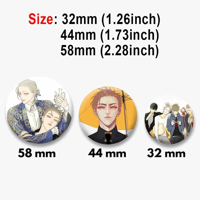 الفردية الكورية أنيمي 19 يوما شارات مستديرة الكرتون المفاجئة في بروش DIY بها بنفسك ظهره الملابس التلبيب دبوس اكسسوارات مجوهرات هدايا