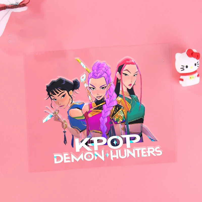 Kpop شيطان هنتر الكرتون ثلاثية الأبعاد نقل ملصق UV DTF ملصقات Kawaii كوب ماء زجاجة ماء علب الاغذية لتقوم بها بنفسك ملصق مقاوم للماء