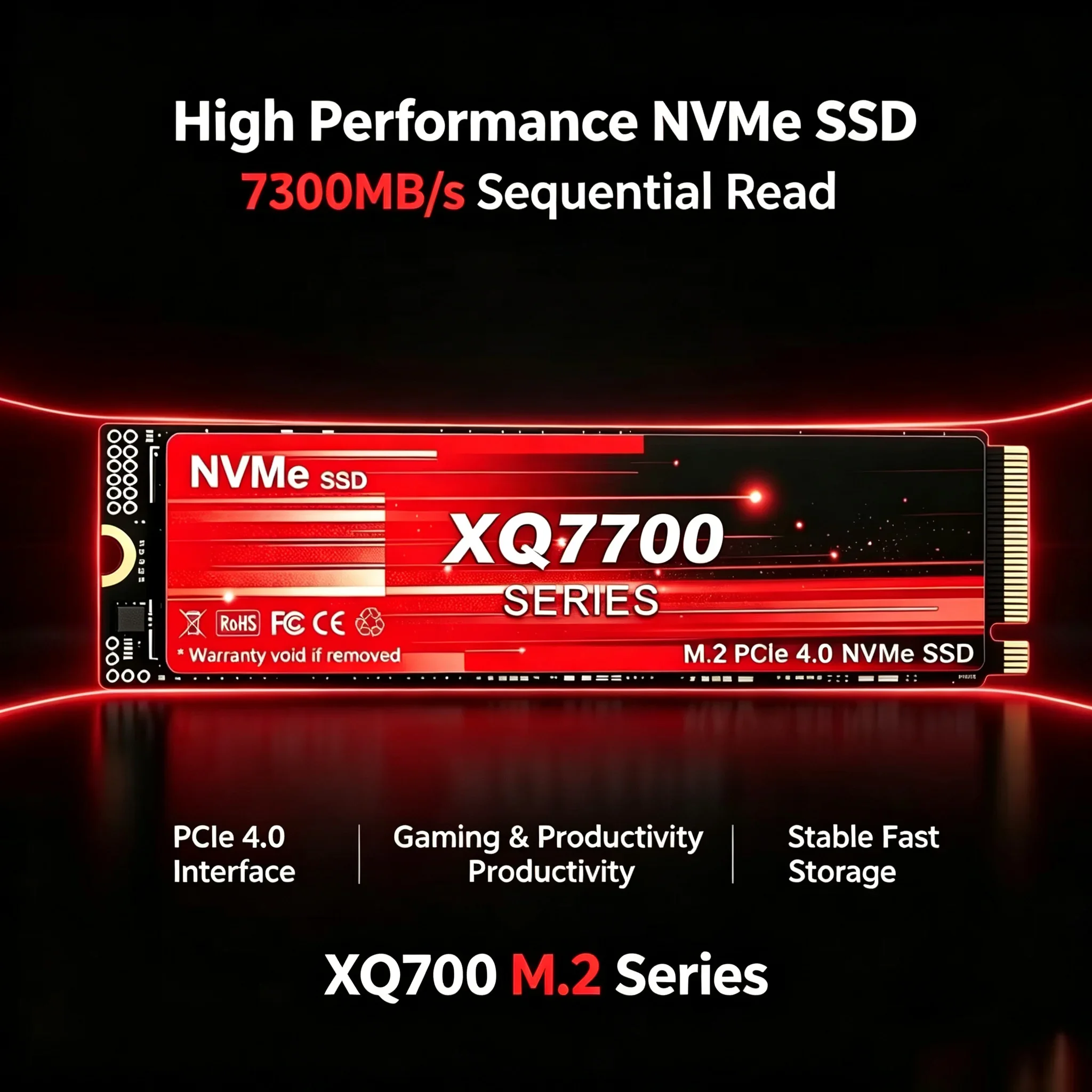 Original XQ7700 500GB-4TB M.2 PCIe 4.0 NVMe SSD, 7300MB/s Max Read Speed, Internal Solid State Drive for Desktop Systems.
