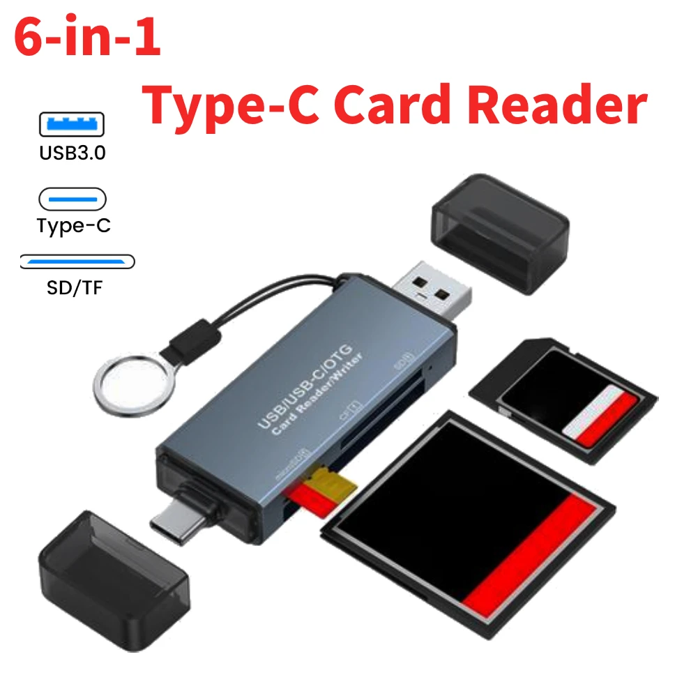 6 In 1 Multifunction Usb 3.0 Card Reader OTG Adapter U Disk Type C/Micro Usb/Tf/Sd Flash Drive Memory Card Reading Adapter