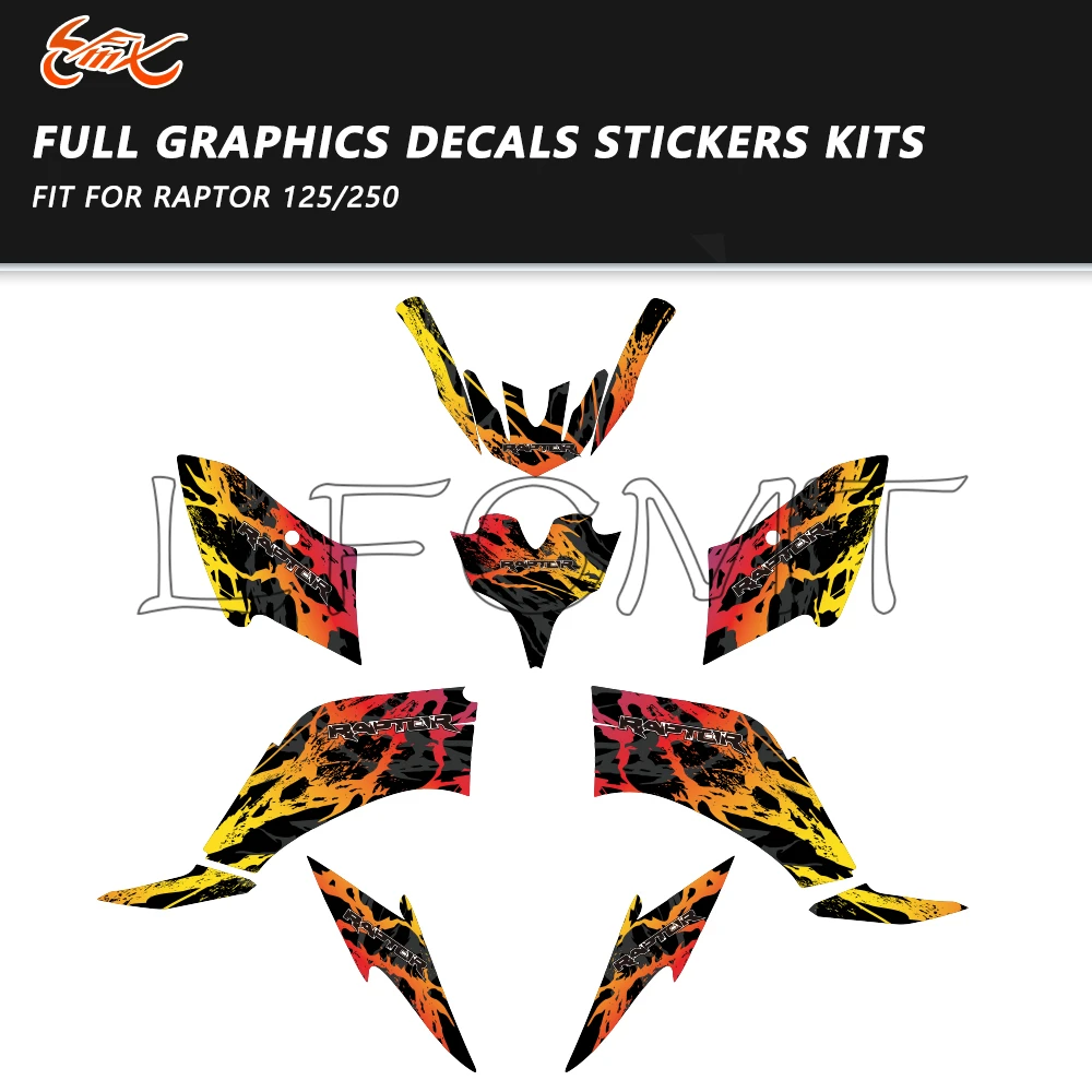 

Decoration Graphics Decals Stickers Motorcycle Background Fit for Yamaha Raptor 125 250 YFM125 YFM250 ATV