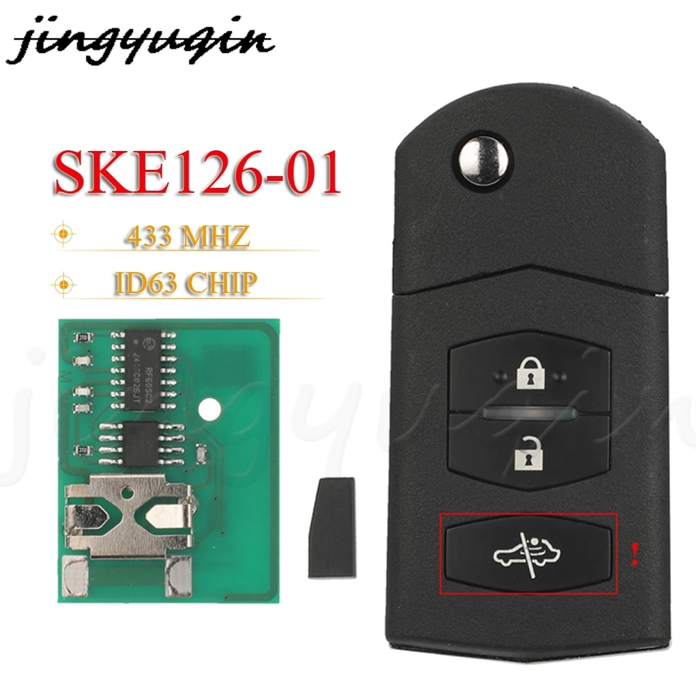 

JYQ Flip Remote Car Key 433MHZ 4D63 Chip For Mazda 2 3 5 6 MX5 RX8 CX7 Premacy 6 M6 Atenza 8 M8 MPV Aoto Fob Control SKE126-01