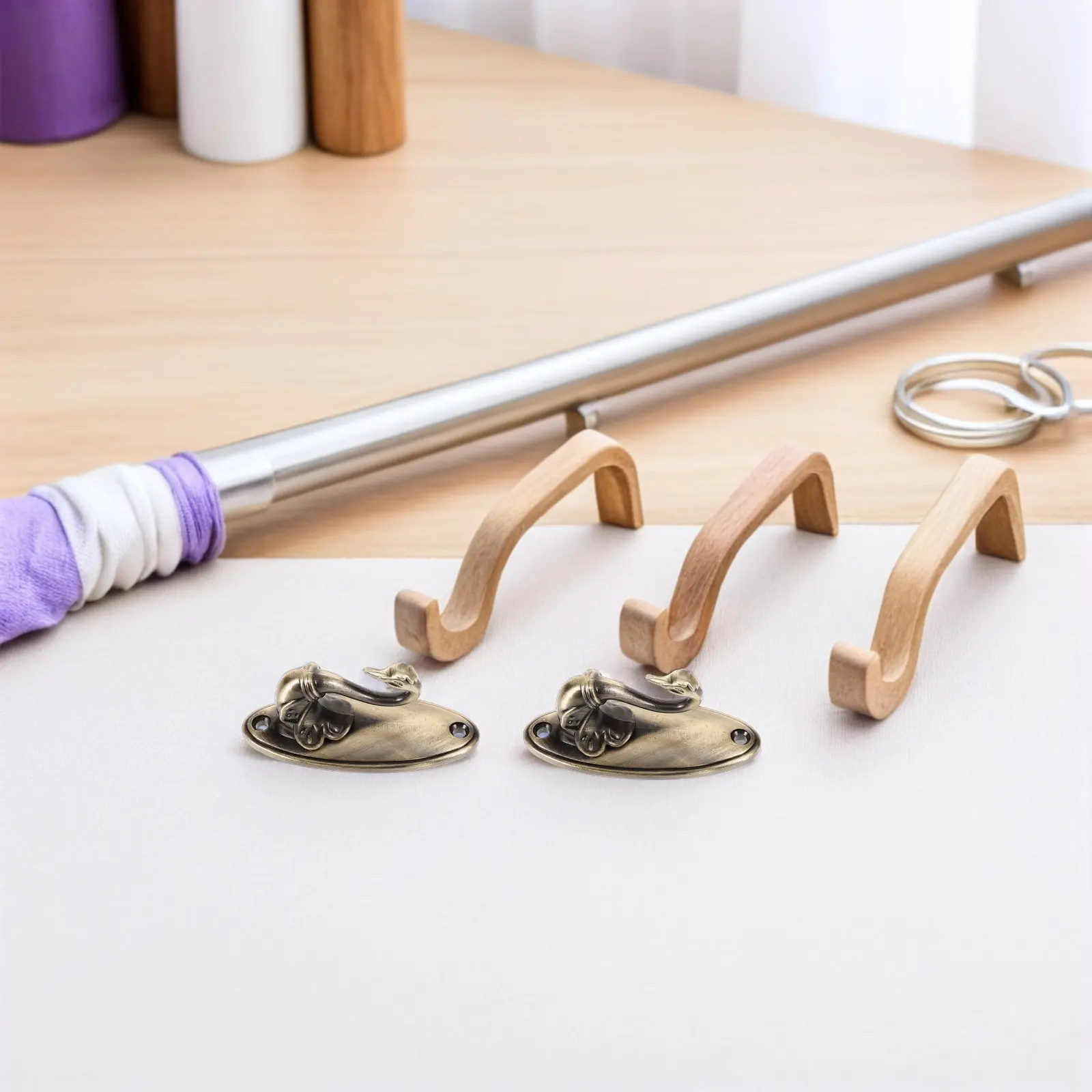 4Pcs Swan Curtain Hooks Zinc Alloy Bronze Tone Wall Mounted Holdbacks for Blackout Curtains Living Room Bedroom Decorative
