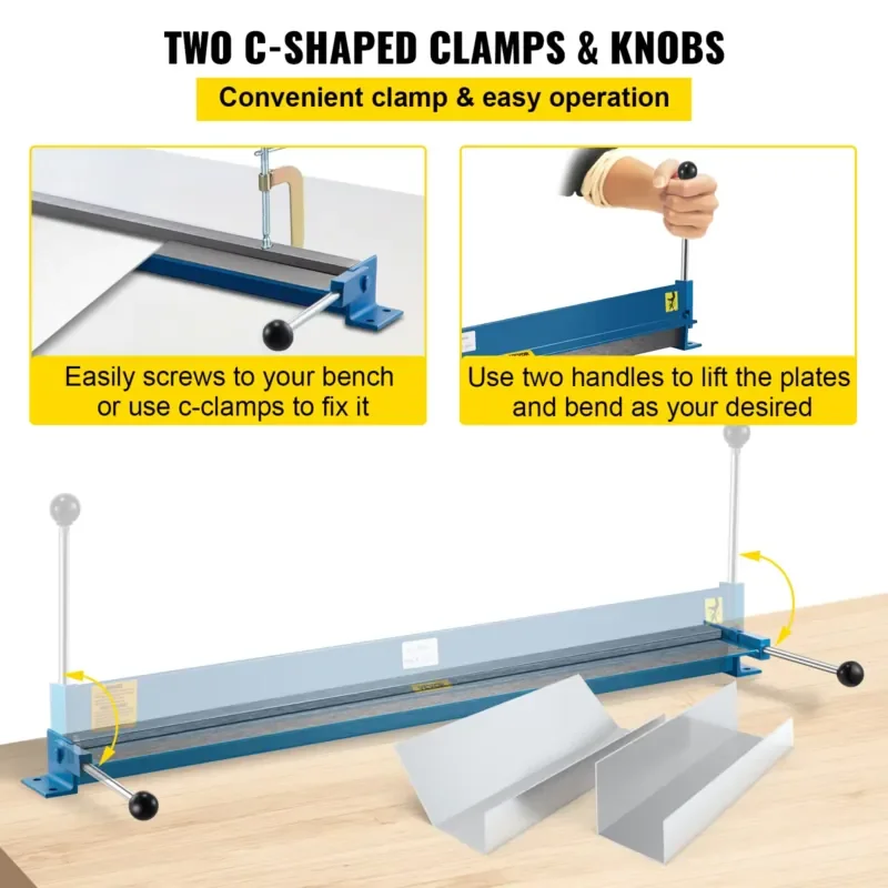 2026 Sheet Metal Brake for Portable Metal Bender Machine 36 Inch 915 mm Length Rolling Folding Bending Tool with 2 C-Shaped