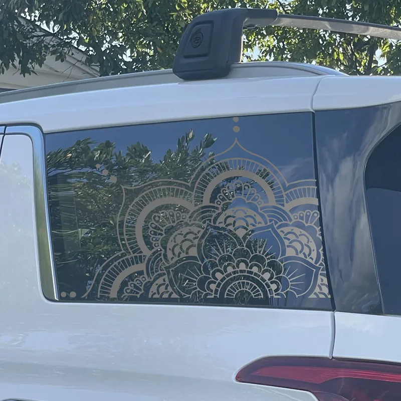 Mandala Half Flower Car Sticker for Triangular Window Decoration Universal All Vehicles Accessories PVC Waterproof Vinyl Decal view 4