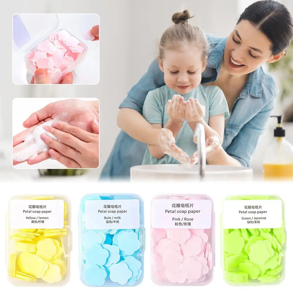 

HOT new 1 Box small petal box soap tablets travel disposable soap tablets, Boxed soap paper, rose pepper lemon soap