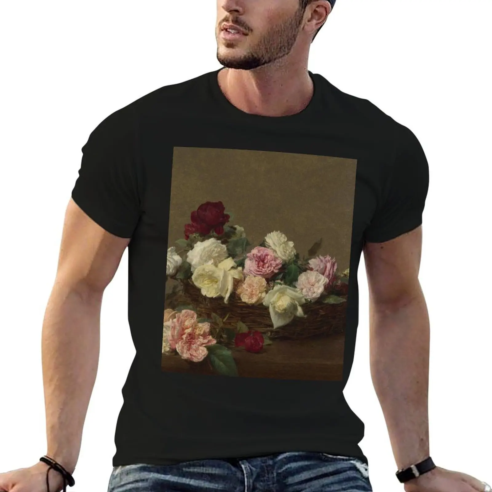 Camiseta Ignace-Henri-Theodore Fantin-Latour - A Basket Of Roses, camisetas para hombre, paquete de camisetas de algodón para hombre, camiseta blanca