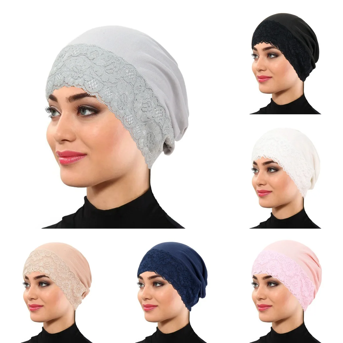 

New Inner Women Muslim Hijabs Lace Turban Undercap Islam underscarf Bonnet Headwrap Headscarf