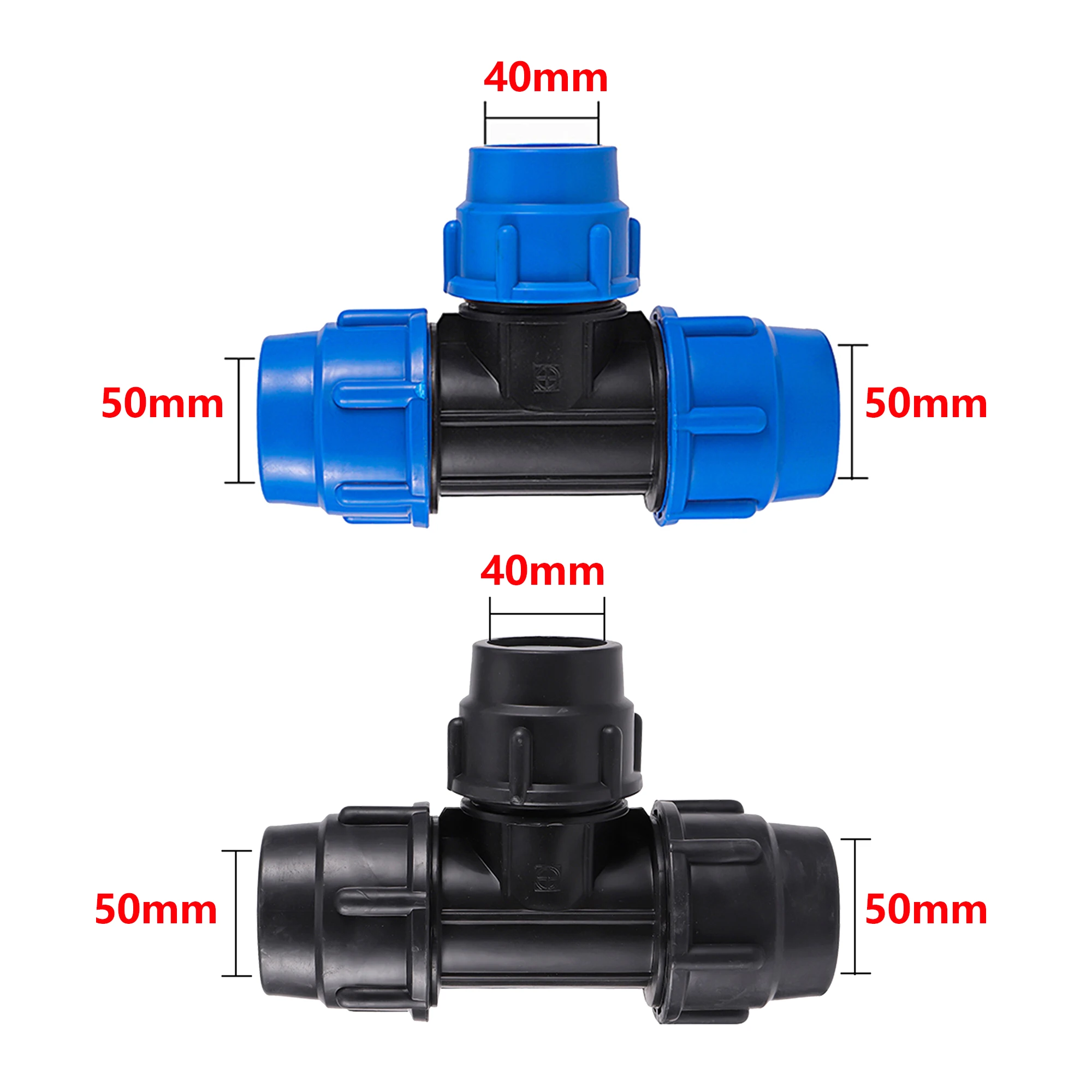 20/25/32/40/50mm rura PE Tee reduktor złącze węża Fit nawadnianie ogrodu złączki do węży plastikowy rozdzielacz