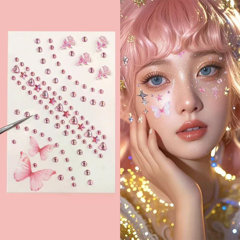 1Pcs Face Gem Pearl Sticker 3D - Body Jewelry Stickers recension och pris