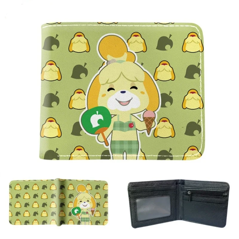 Animal Crossing PU Wallets for Man and Women Anime Figure Isabelle Tom Nook Cosplay Short Coin Purse Kawaii Cartoon Purses Gifts