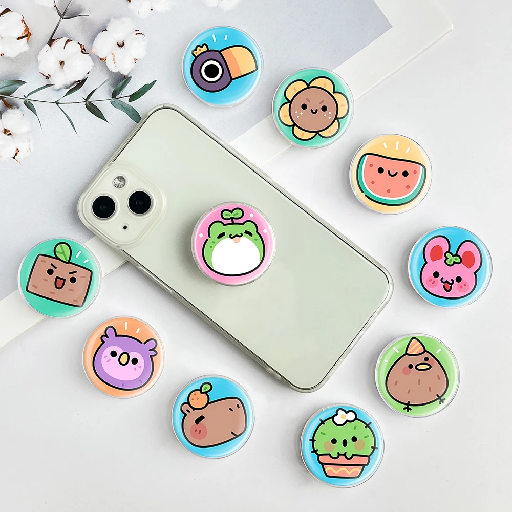 

Милые животные, фрукты, эпоксидная смола, глянцевая всплывающая ручка для телефона, складной держатель для телефона для iPhone, Samsung, Google Xiaomi