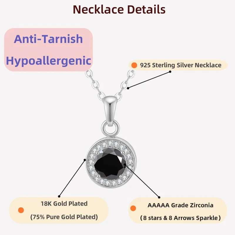 

LAMVOICE 2 carat zirconia necklace, Jewelry for women, christmas gift, high quality gift, S925 sterling silver necklace