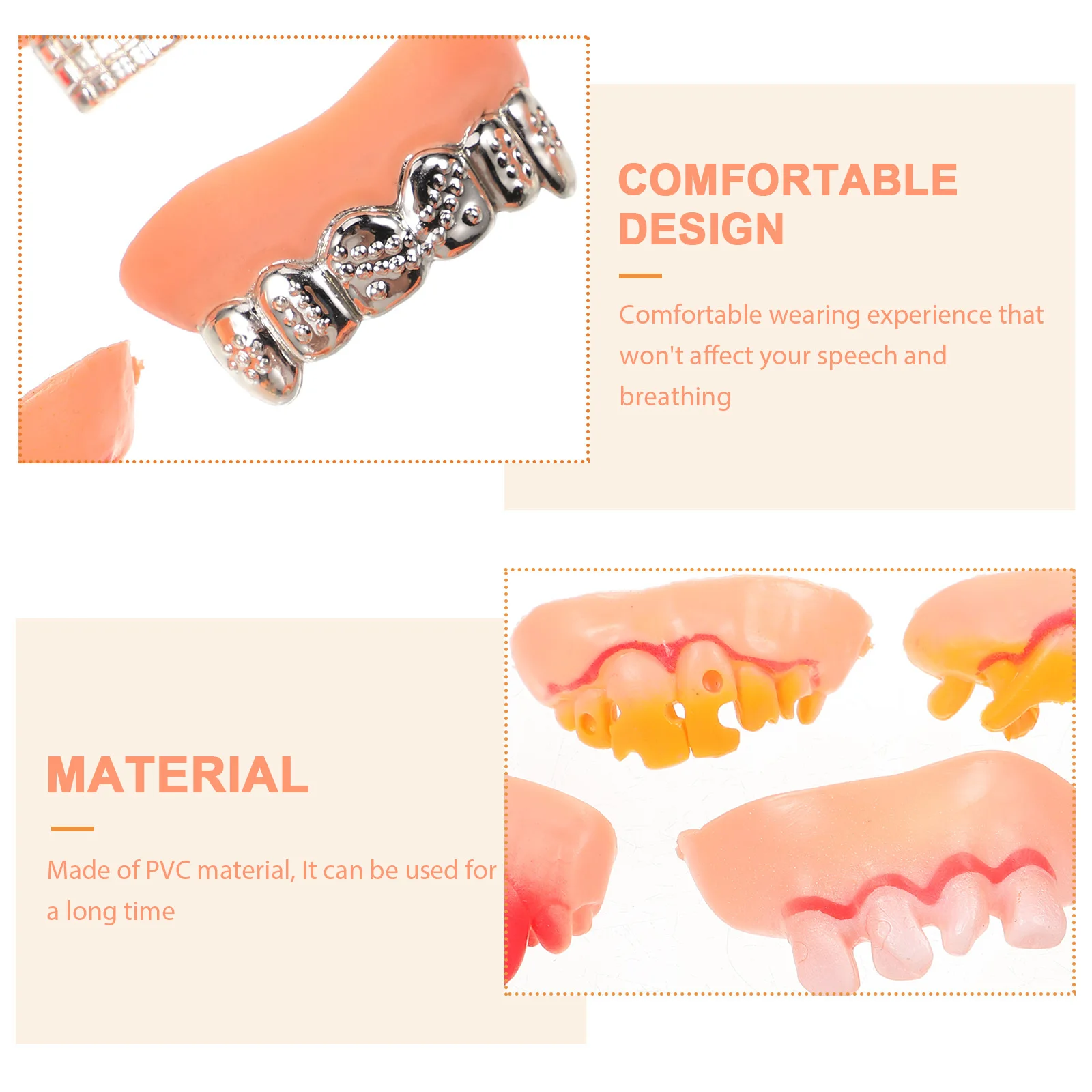 

10Pcs Fake Teeth Prop Funny Lifelike for Halloween Costume Party Cosplay Masquerade Adults Men Women Fake Teeth Funny