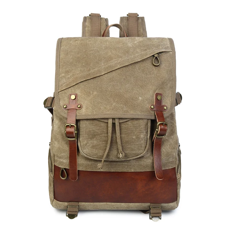 

Backpack 2023 Mens Vintage Waterproof Waxed Canvas For Men Leather School Bags Fashion Daypack Womens Laptop Bag Rucksack Male