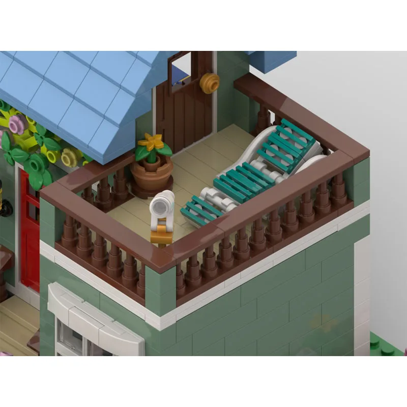 MOC-240693 บ้านบล็อกตัวต่อรูปบ้านดอกทานตะวันแสนสบาย ชุดตัวต่อวิลล่า ซีรีส์ DIY ของขวัญเสริมสร้างความคิดสร้างสรรค์ 1112 ชิ้น