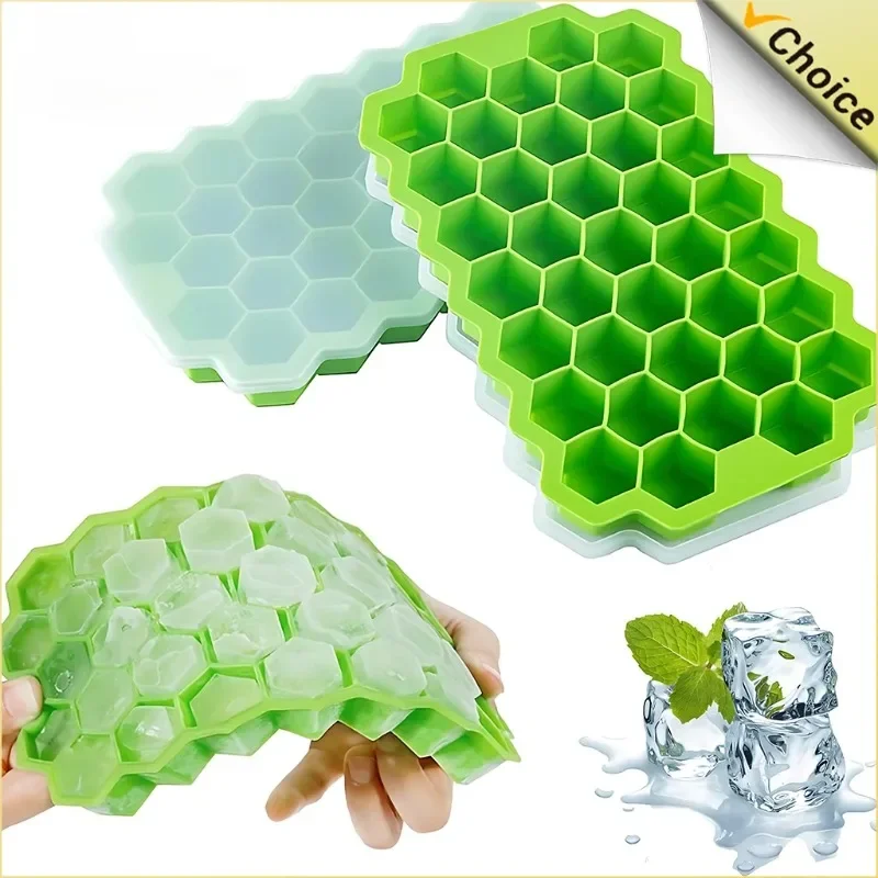 Ice Cube Tray Silicone Mould 37 Cellular Silicone Ice Cubes Hexagonal Molds DIY Kitchen Honeycomb Ice Cubes Molds