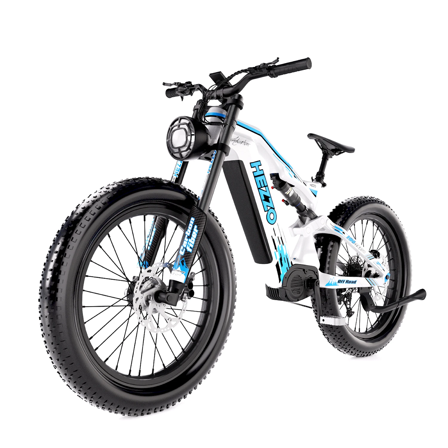 AliExpress HEZZO K9 Carbon fiber Adult Electric Bike 1500W E-Mountain bike 52V21AH Battery, 26 Inch Fat Tire Men's E-bike